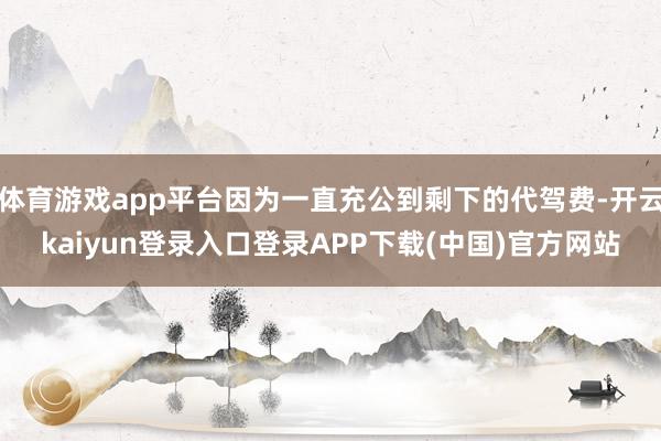 体育游戏app平台因为一直充公到剩下的代驾费-开云kaiyun登录入口登录APP下载(中国)官方网站
